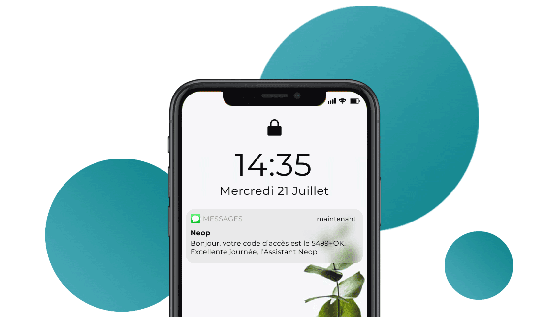 Application mobile Neop pour recevoir un code par SMS