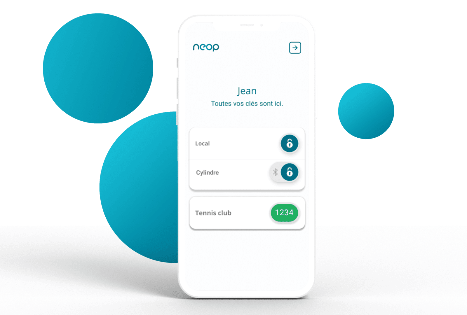 Application mobile Neop : « Toutes vos clés sont ici », avec un code éphémère pour le club de tennis