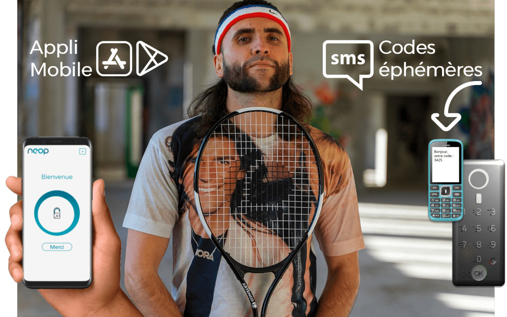 Court de tennis à code avec serrure connectée Neop